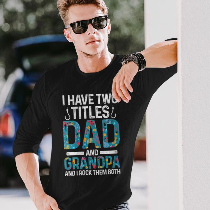 Damen Ich Habe Zwei Titel Papa Und Opa Großvater Mit-Ausschnitt Langarmshirts Geschenke für Ihn