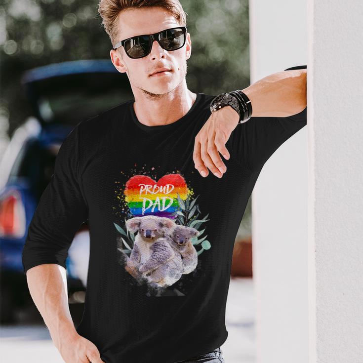 Damen Lgbt Pride Daddy Koala Bär Regenbogen Stolz Papaatertag Mit-Ausschnitt Langarmshirts Geschenke für Ihn