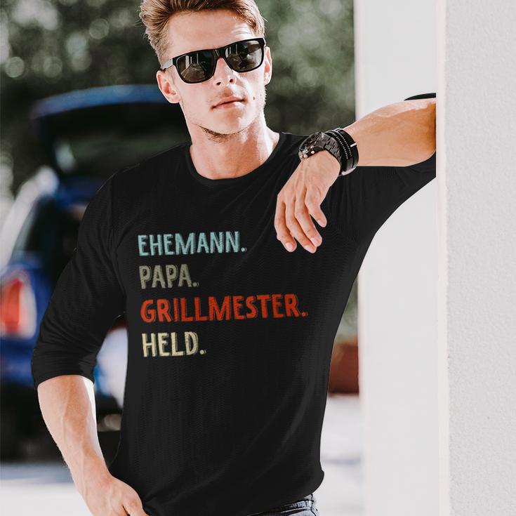 Damen Lustige Idee Zumatertag Ehemann Papa Grillmester Held Mit-Ausschnitt Langarmshirts Geschenke für Ihn