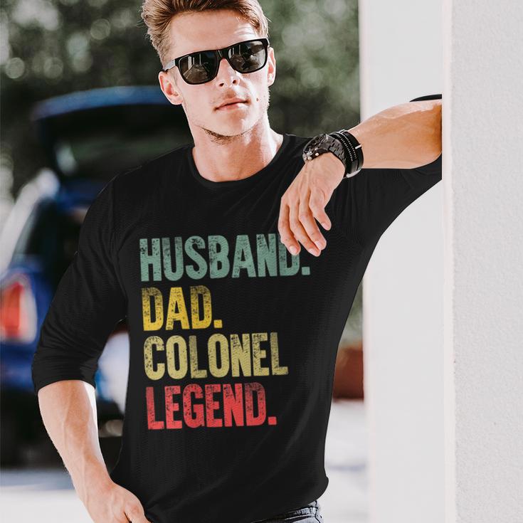 Damen Lustigesintage-Geschenk Ehemann Papa Colonel Legende Retro Mit-Ausschnitt Langarmshirts Geschenke für Ihn