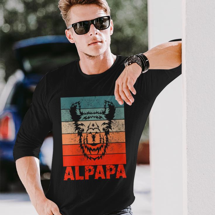 Damen Papa Alpaka Alpapaatertag Bester Frischgebackenerater Mit-Ausschnitt Langarmshirts Geschenke für Ihn