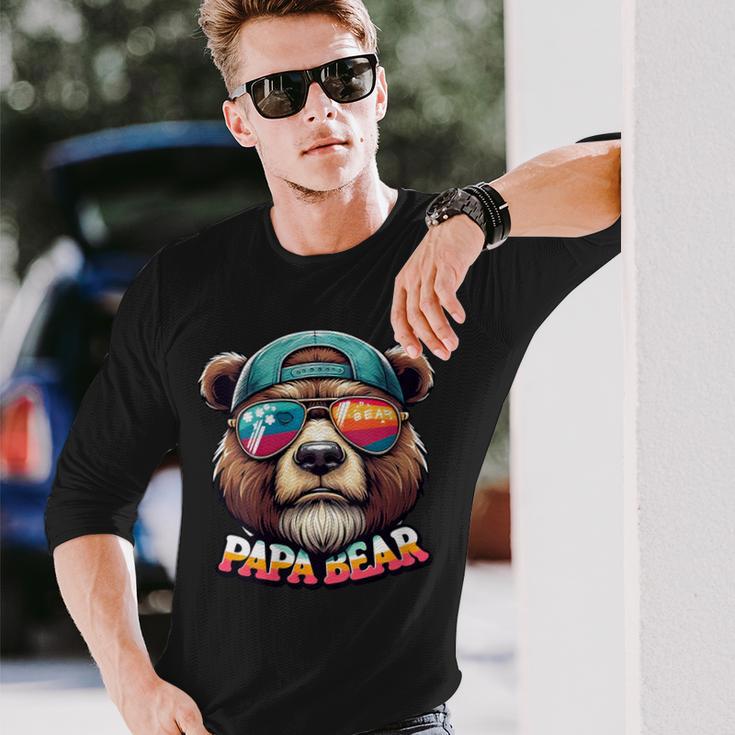 Damen Papa Bär Papa Bearatertagsgeschenk Für Papa Spruch Lustig Mit-Ausschnitt Langarmshirts Geschenke für Ihn