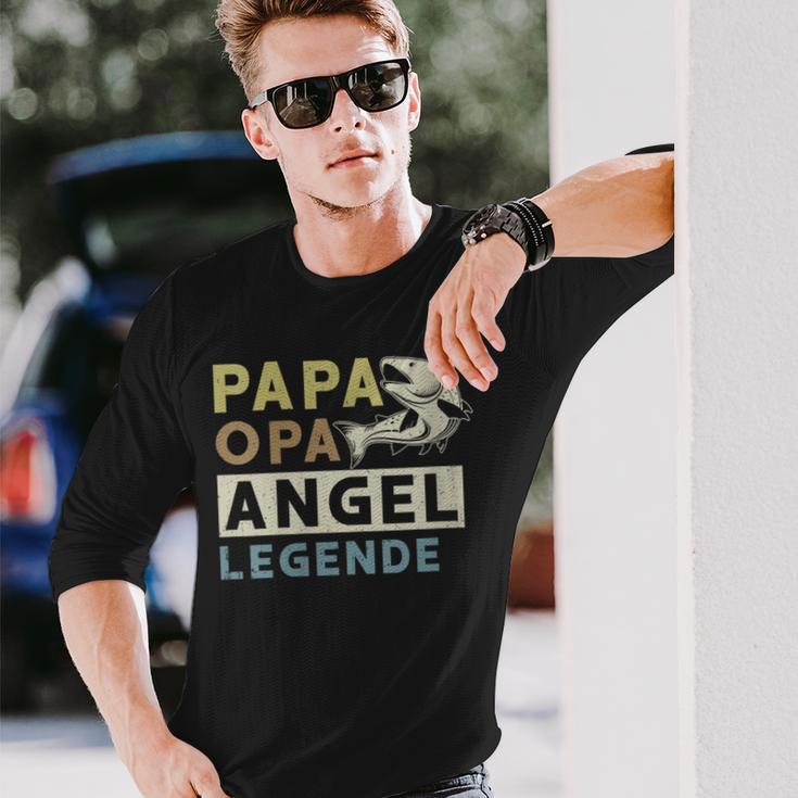 Damen Papa Opa Angel Legende Geschenk Zumatertag Für Angler Mit-Ausschnitt Langarmshirts Geschenke für Ihn