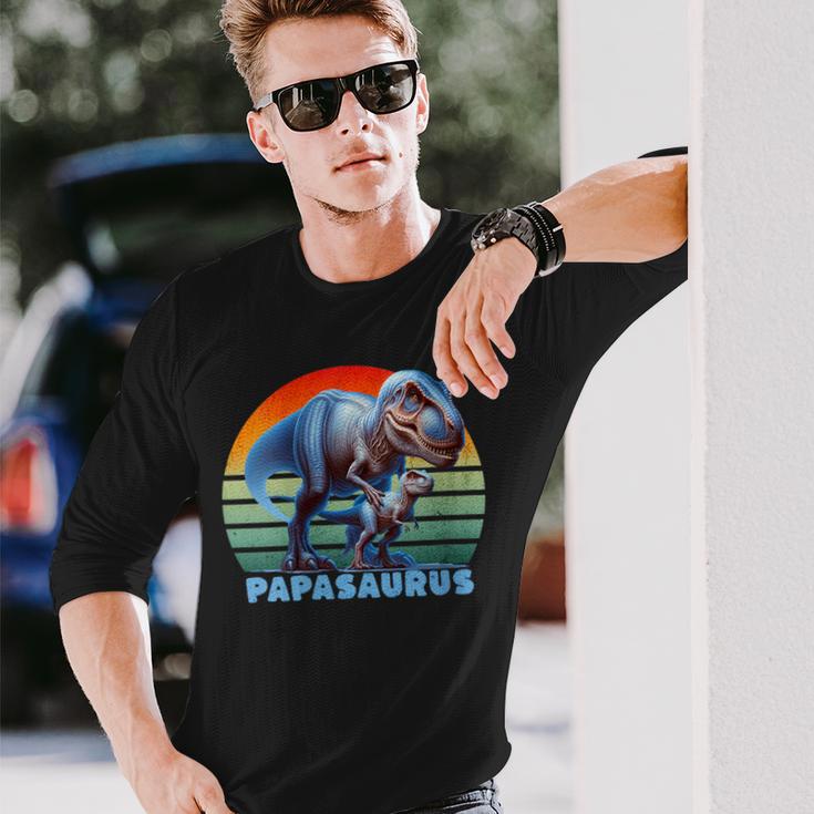 Damen Papasaurusatertag Bester Papa Mit-Ausschnitt Langarmshirts Geschenke für Ihn