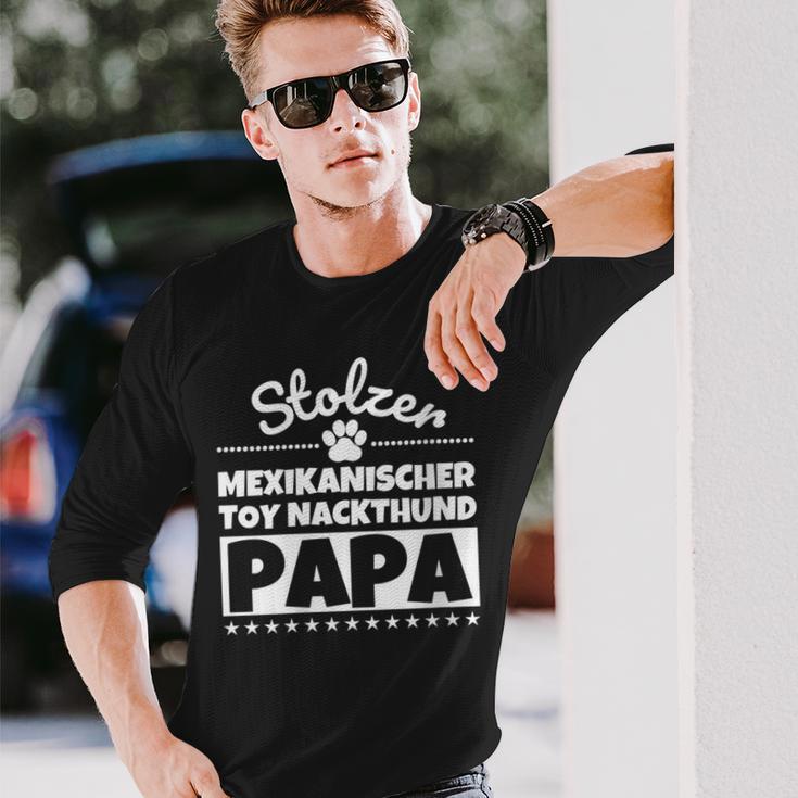 Damen Stolzer Mexikanischer Toy-Nackthund Papa Mit-Ausschnitt Langarmshirts Geschenke für Ihn