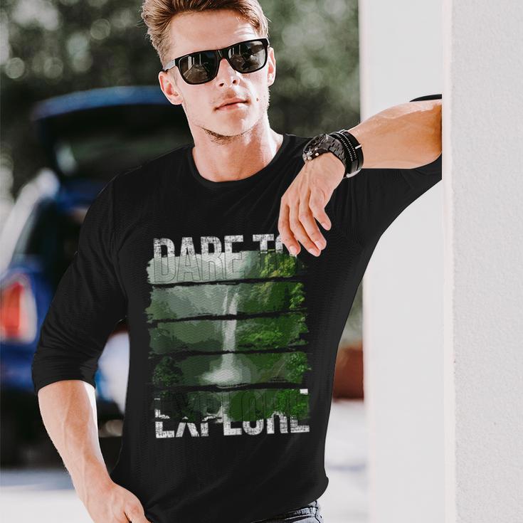 Dare To Explore Waterfall Long Sleeve T-Shirt Gifts for Him