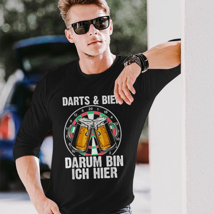 Darts Und Bier Darum Bin Ich Hier Dartspieler Langarmshirts Geschenke für Ihn