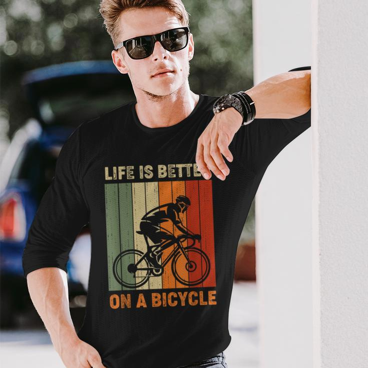 Das Leben Ist Besser Auf Einem Fahrrad Cycling Langarmshirts Geschenke für Ihn