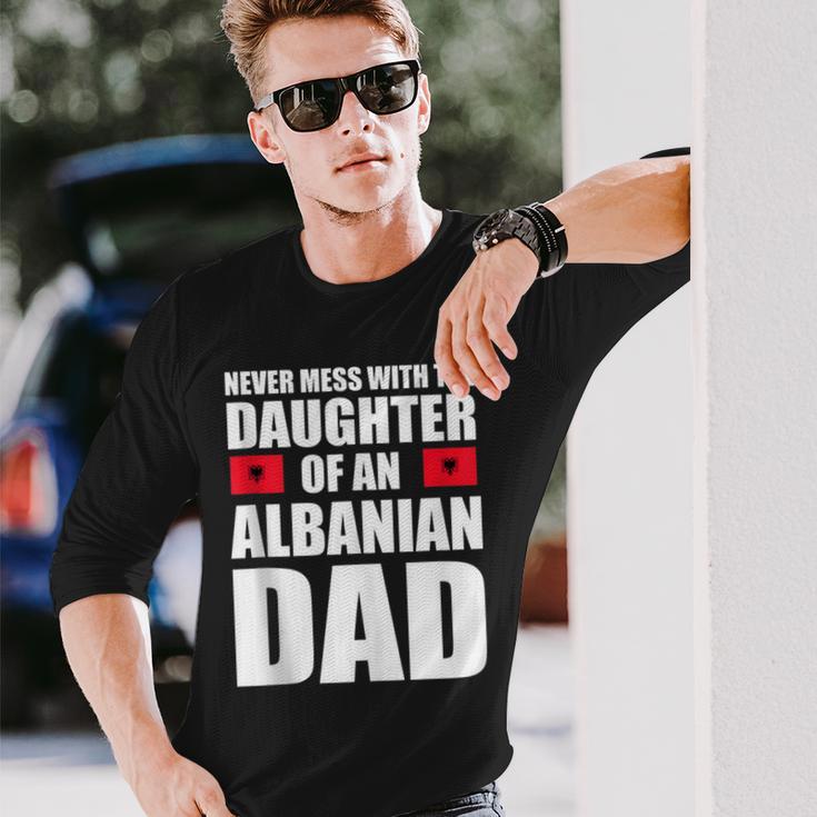 Daughter Of Albanian Dad Albania Flag Long Sleeve T-Shirt Gifts for Him