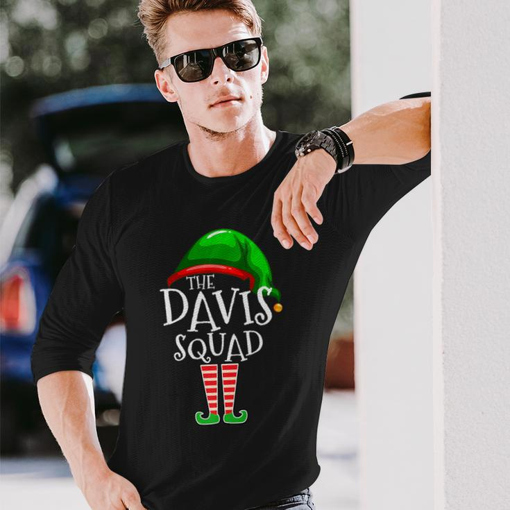 Davis Squad Elf Group Matching Family Name Christmas Long Sleeve T-Shirt Gifts for Him