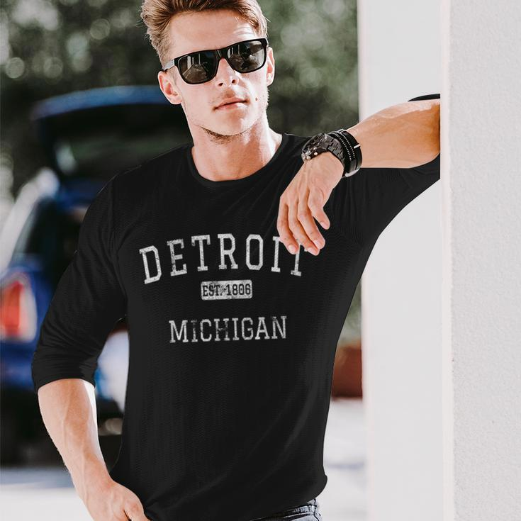 Detroit Michigan Mi Vintage Long Sleeve T-Shirt Gifts for Him
