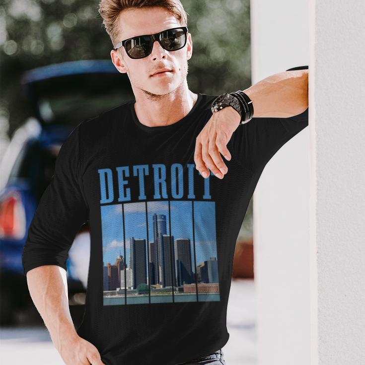 Detroit Skyline 313 Michigan Vintage Pride Long Sleeve T-Shirt Gifts for Him