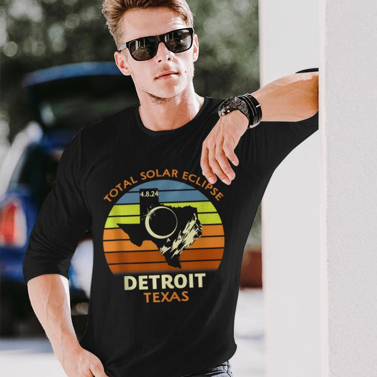 Detroit Texas Total Solar Eclipse 2024 Long Sleeve T-Shirt Gifts for Him