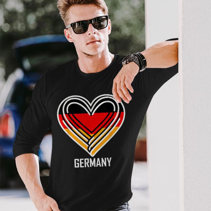 Deutsch Banner Fan Deutschland Flagge Herz Langarmshirts Geschenke für Ihn