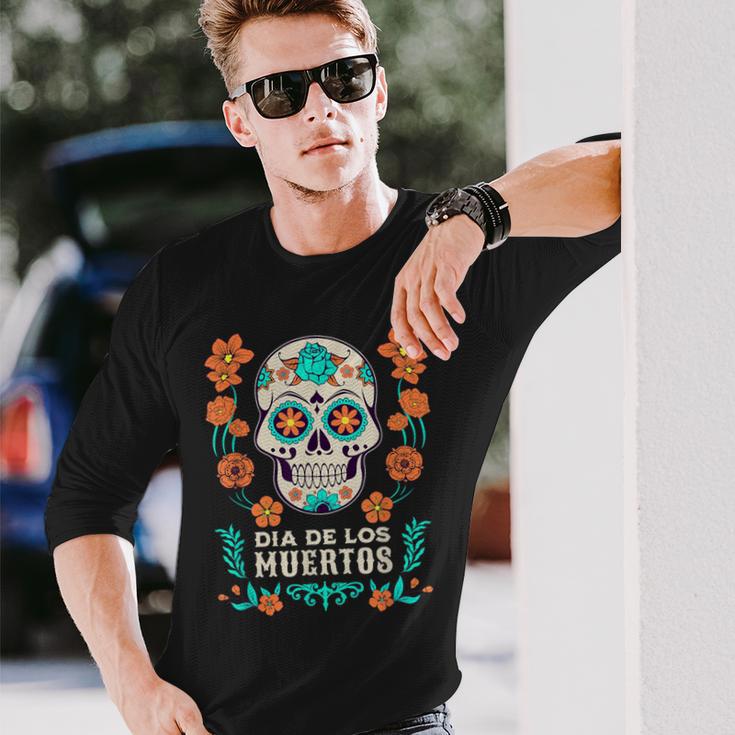 Dia De Los Muertos Mexico Sugar Skull Black S Langarmshirts Geschenke für Ihn