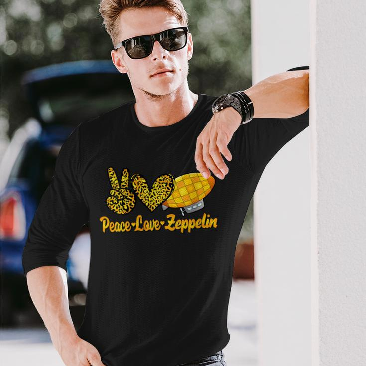 Dirigible Zepelin Love Peace Airship Blimp Zeppelin Long Sleeve T-Shirt Gifts for Him