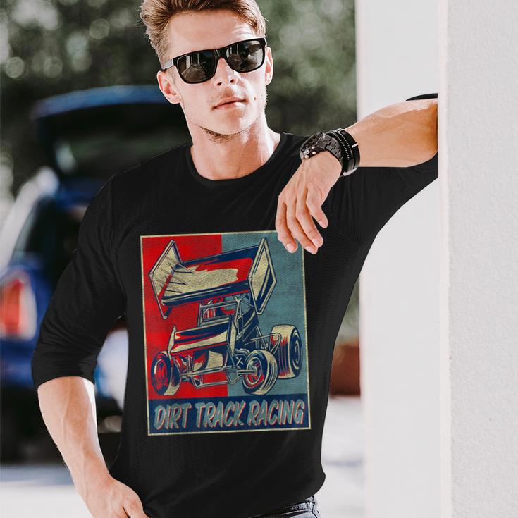 Dirt Track Racing Race Sprint Car Vintage Retro Dirt Track Long Sleeve T-Shirt Gifts for Him