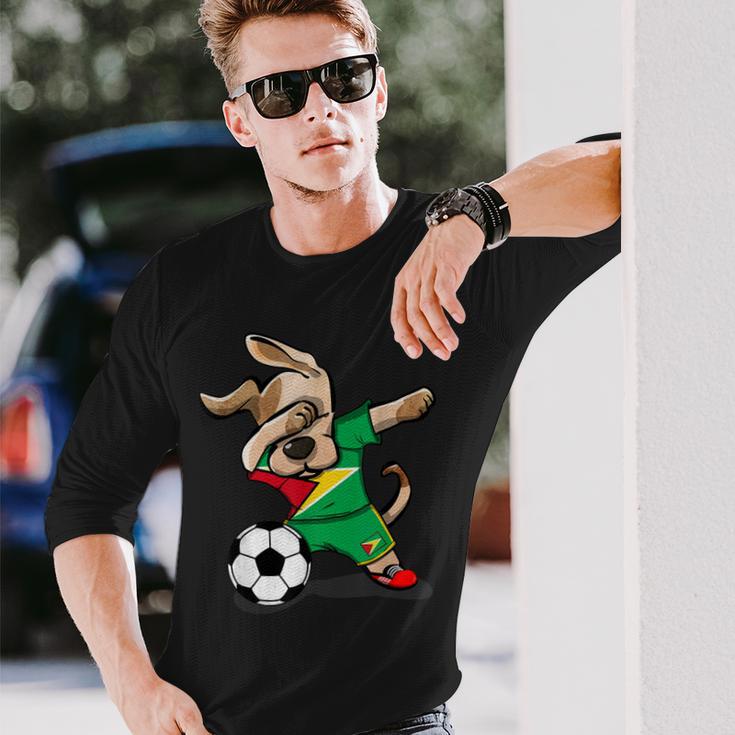 Dog Dabbing Guyana Soccer Jersey Guyanese Football Long Sleeve T-Shirt Gifts for Him