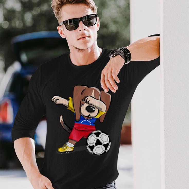 Dog Dabbing Venezuela Soccer Jersey Venezuelan Football Long Sleeve T-Shirt Gifts for Him