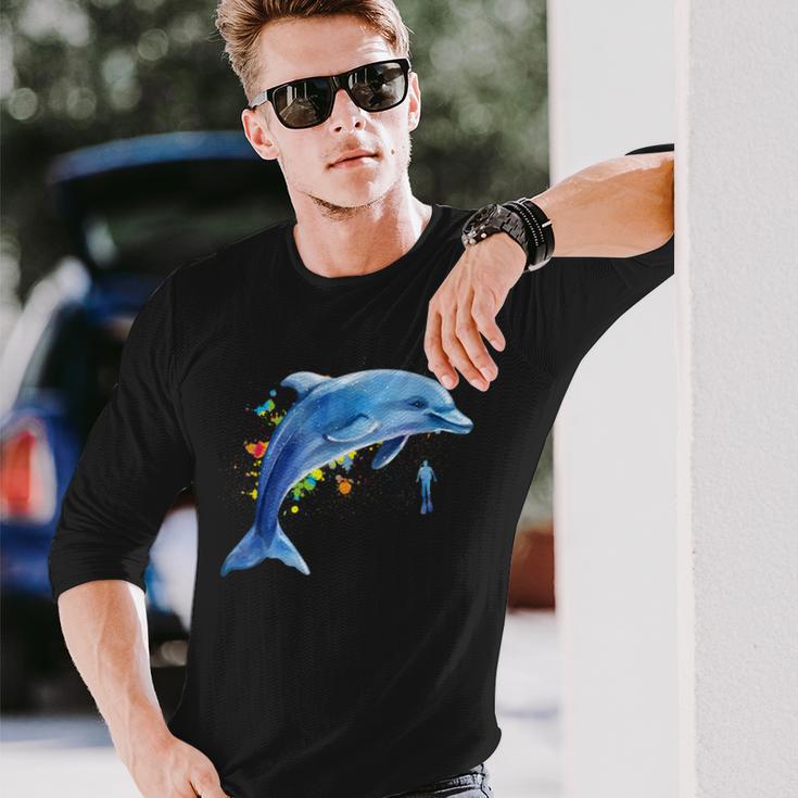 Dolphin Diver Whales Tümmler Dolphin Langarmshirts Geschenke für Ihn