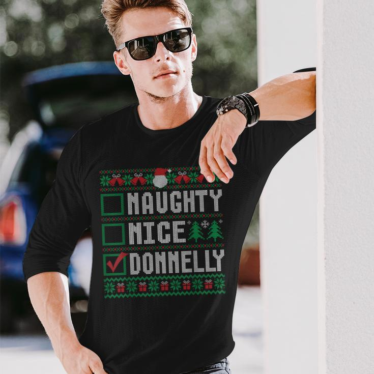 Donnelly Family Name Naughty Nice Donnelly Christmas List Long Sleeve T-Shirt Gifts for Him