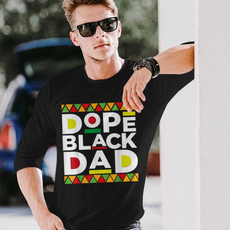 Dope Black Dad Afro American African Fathers Day Junenth Long Sleeve T-Shirt Gifts for Him