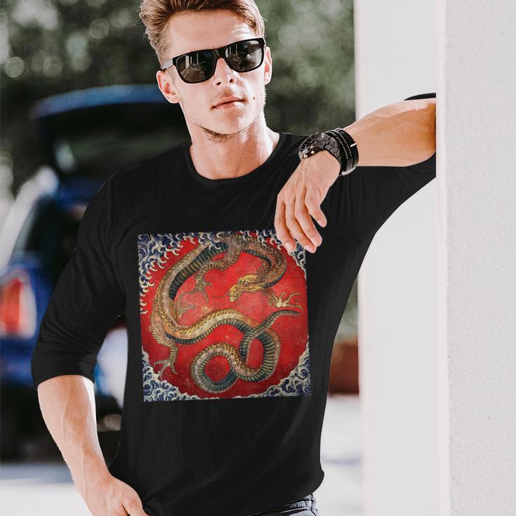 Dragon Of Katsushika Hokusai Langarmshirts Geschenke für Ihn