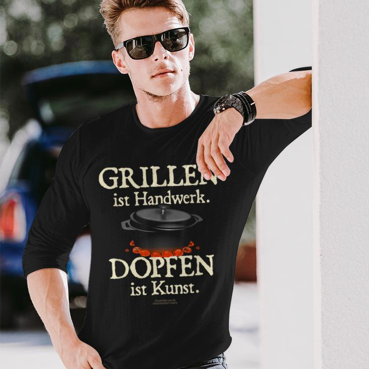 Dutch Oven Saying Grillen Ist Handwerk Dopfen Ist Kunst Langarmshirts Geschenke für Ihn
