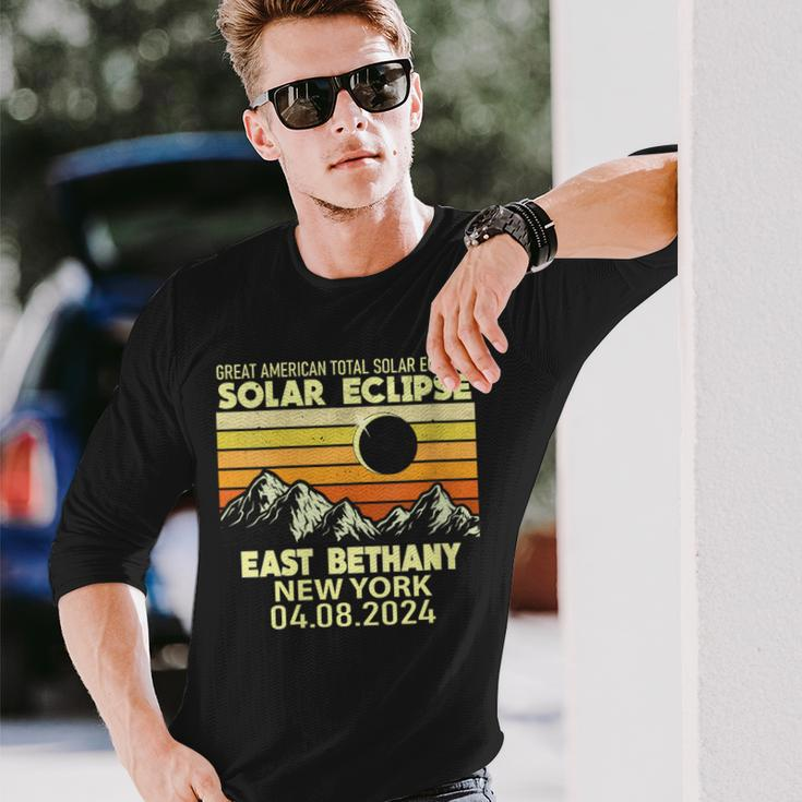 East Bethany New York Total Solar Eclipse 2024 Long Sleeve T-Shirt Gifts for Him