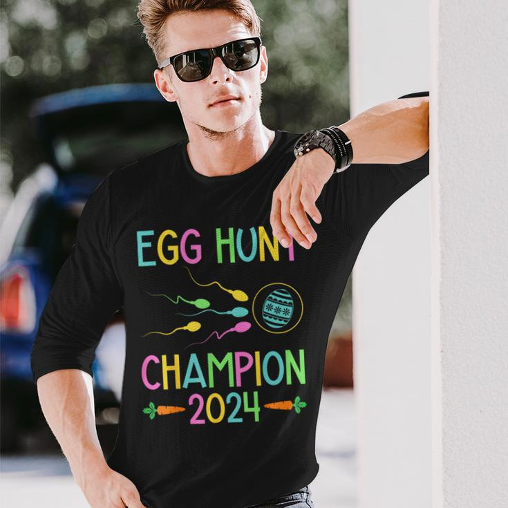 Easter Egg Hunt Champion Dad Pregnancy Announcement Long Sleeve T-Shirt Gifts for Him