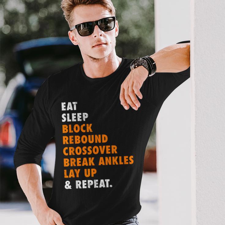 Eat Sleep Basketball Repeat For Basketball Player Long Sleeve T-Shirt Gifts for Him