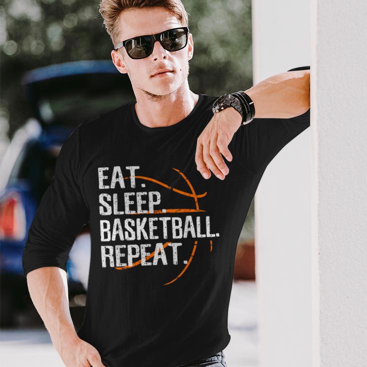 Eat Sleep Basketball Repeat For Basketball Fan Langarmshirts Geschenke für Ihn