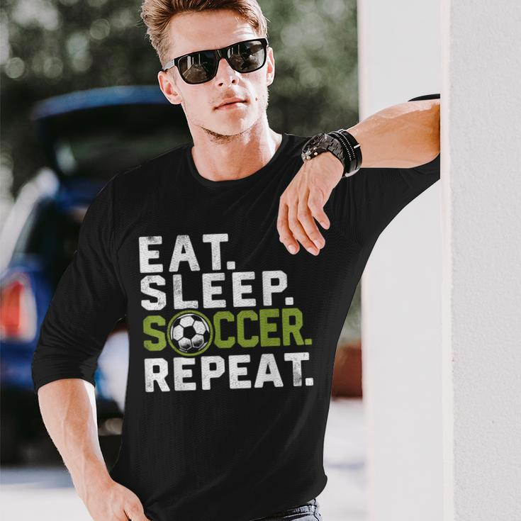 Eat Sleep Soccer Repeat Soccer Long Sleeve T-Shirt Gifts for Him