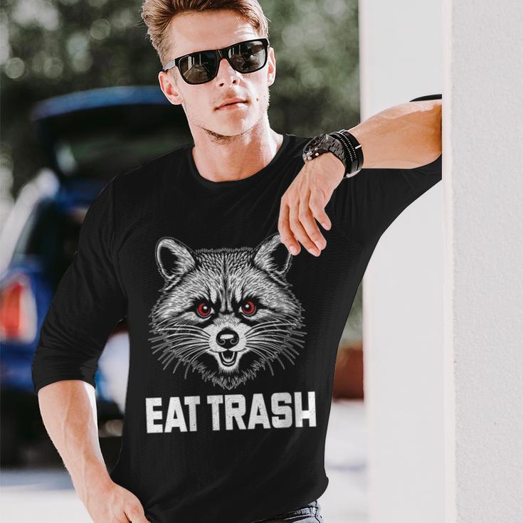 Eat Trash Raccoon Face Angry Raccoon Wild Animal Long Sleeve T-Shirt Gifts for Him