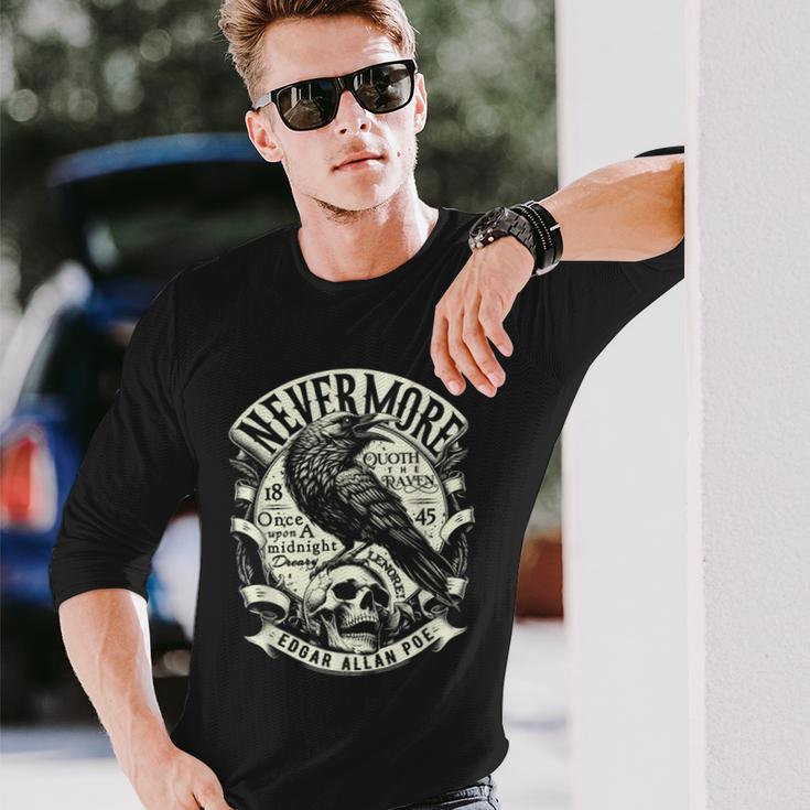 Edgar Allan Poe Nevermore Quoth The Raven Long Sleeve T-Shirt | Mazezy