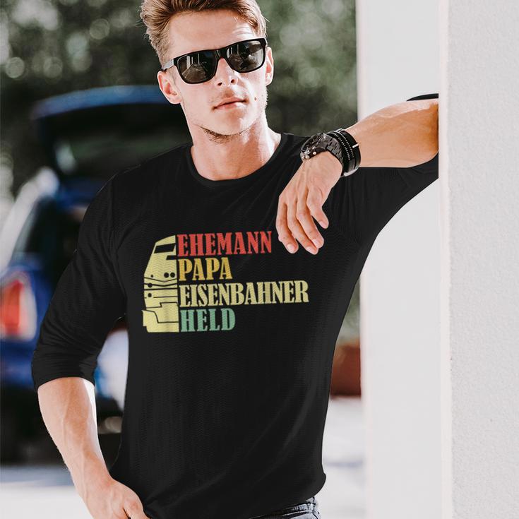 Ehemann Papa Eisenbahner Heldater Langarmshirts Geschenke für Ihn