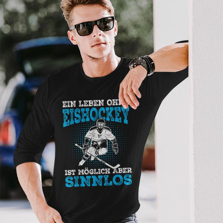 Ein Leben Ohne Eishockey Slogan Ice Hockey Player Langarmshirts Geschenke für Ihn