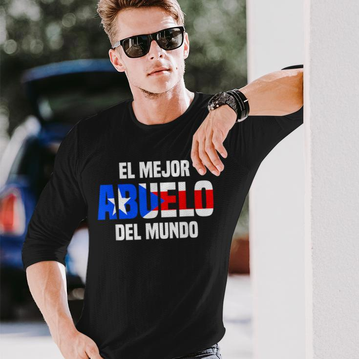 El Mejor Abuelo Del Mundo Abuelo Puerto Rico Flag Long Sleeve T-Shirt Gifts for Him