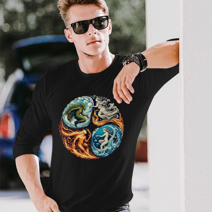Elemental Harmony Earth Fire Air Water Long Sleeve T-Shirt Gifts for Him