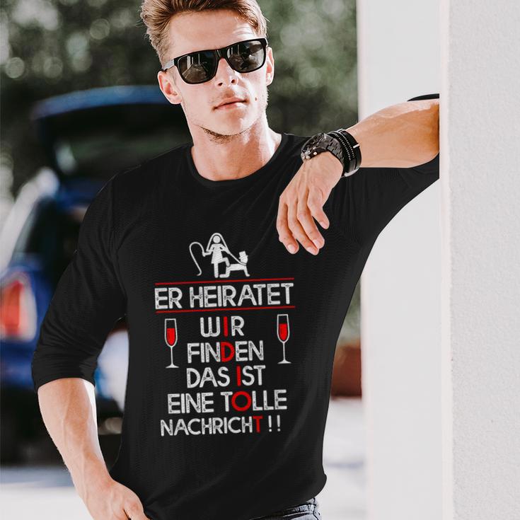 Er Heiratet Idiot Stag Night Langarmshirts Geschenke für Ihn