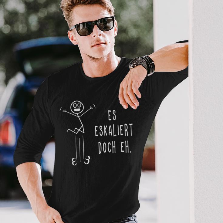 Es Escaliert Doch Eh Techno Rave Saufen Party Stick Figure Langarmshirts Geschenke für Ihn