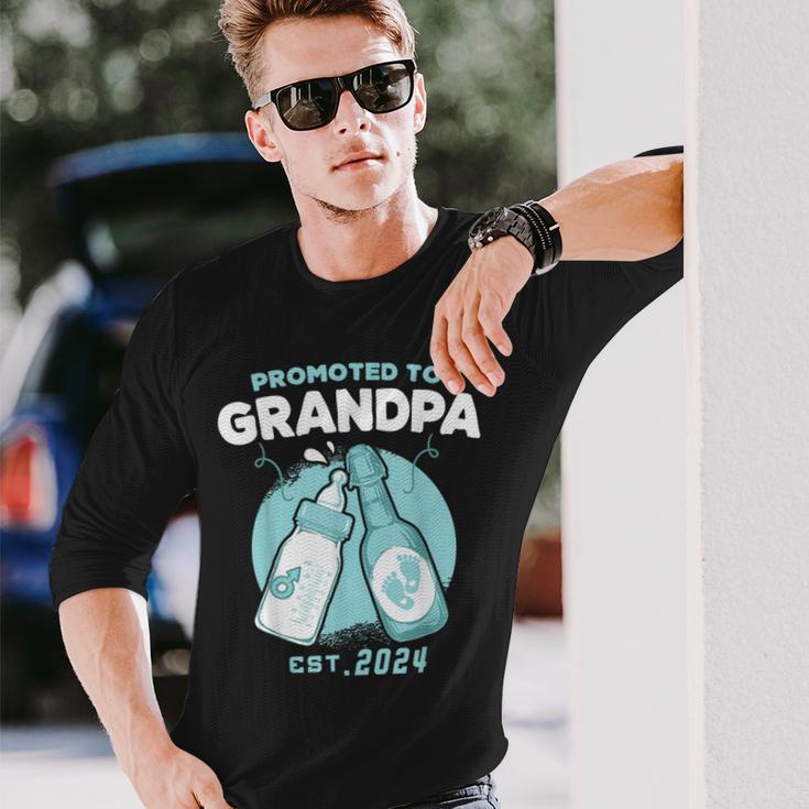 Est 2024 Grandpa Promoted To Grandpa Baby Boys Father's Day Long Sleeve T-Shirt Gifts for Him