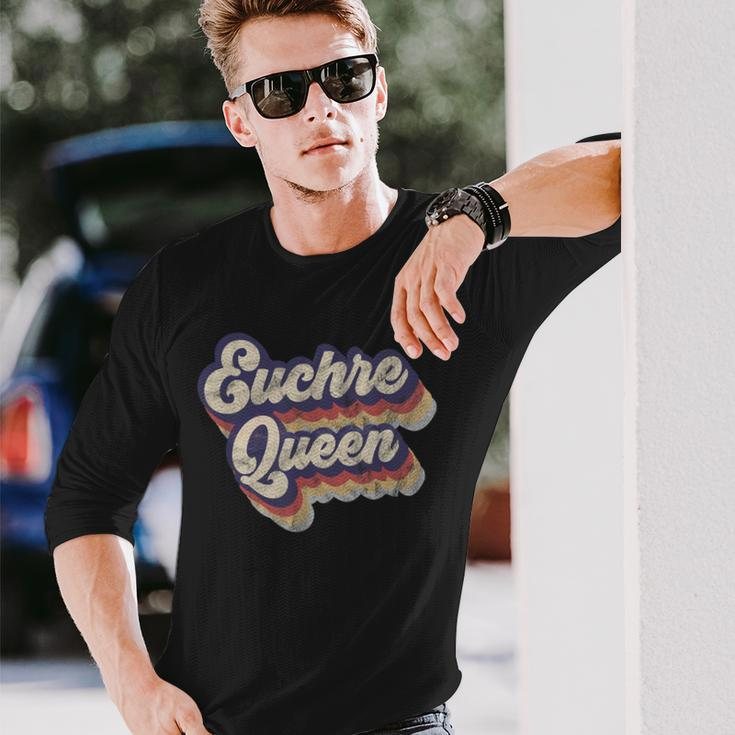 Euchre Queen Euchre Card Game Player Vintage Euchre Long Sleeve T-Shirt Gifts for Him
