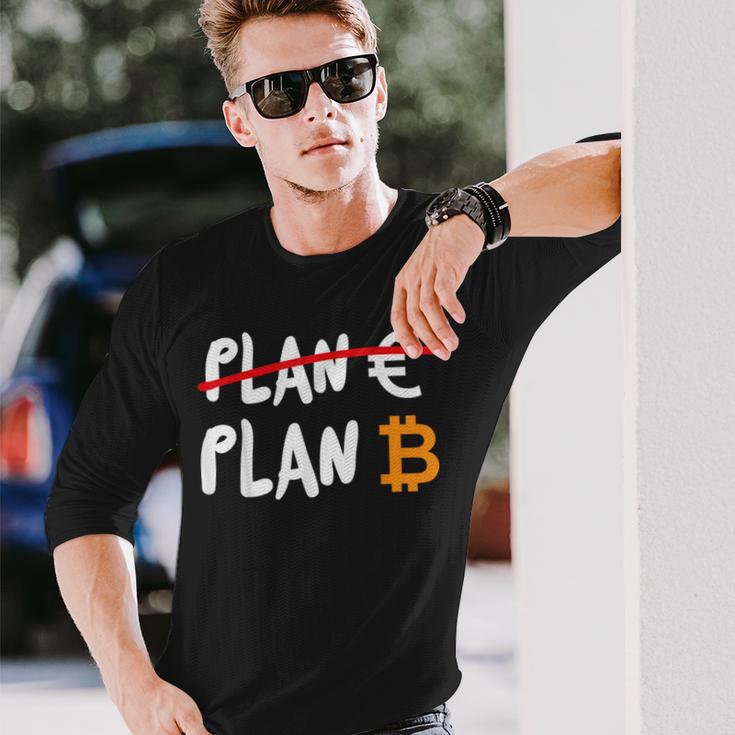 Euro Ist Feitert Btc Bitcoin Plan B Black Langarmshirts Geschenke für Ihn