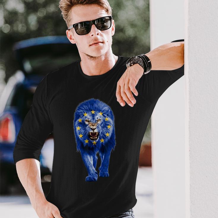 European Union Lion Pride European Union Flag Eu Souvenir Long Sleeve T-Shirt Gifts for Him