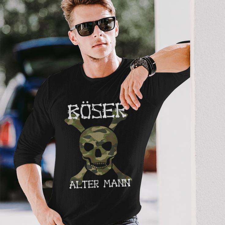 Evil Old Man Skull Camouflage Langarmshirts Geschenke für Ihn