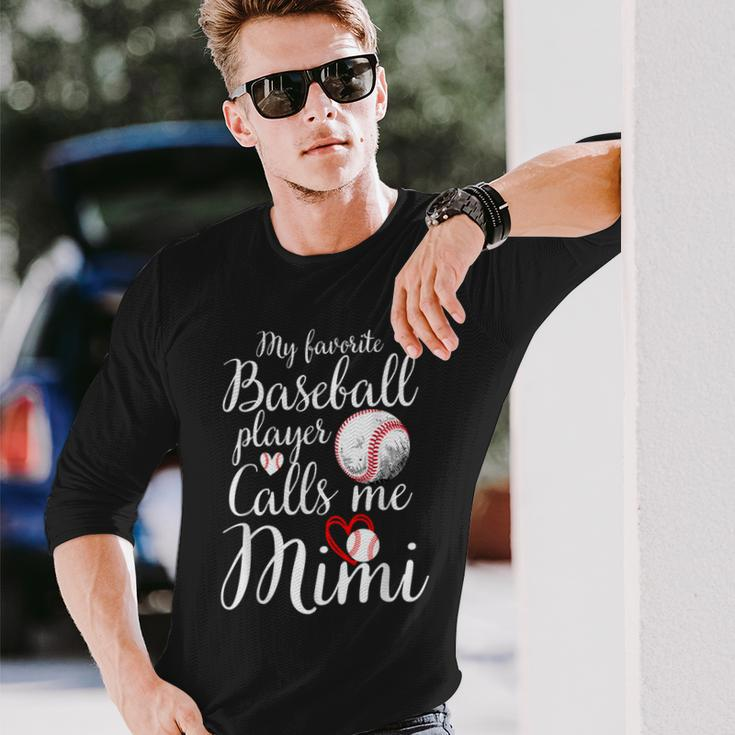 My Favorite Baseball Player Calls Me Mimi Cute Mimi Baseball Long Sleeve T-Shirt Gifts for Him