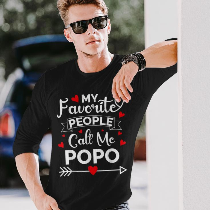 My Favorite People Call Me Popo Fathers Day Long Sleeve T-Shirt Gifts for Him