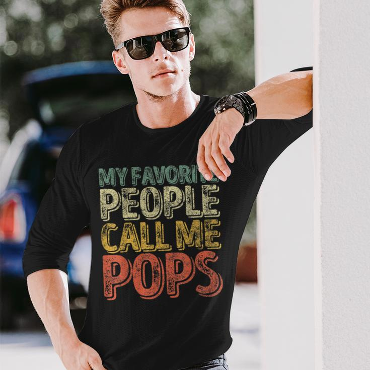 My Favorite People Call Me Pops Xmas Father's Day Long Sleeve T-Shirt Gifts for Him