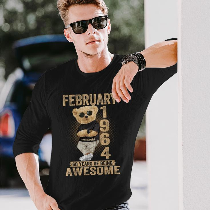 February 1964 60Th Birthday 2024 60 Years Of Being Awesome Long Sleeve T-Shirt Gifts for Him
